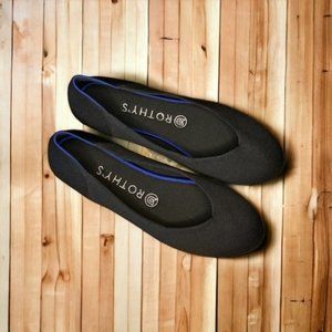 Rothy's The Flat Round Toe Ballet Flats Black Solid Size 7.5